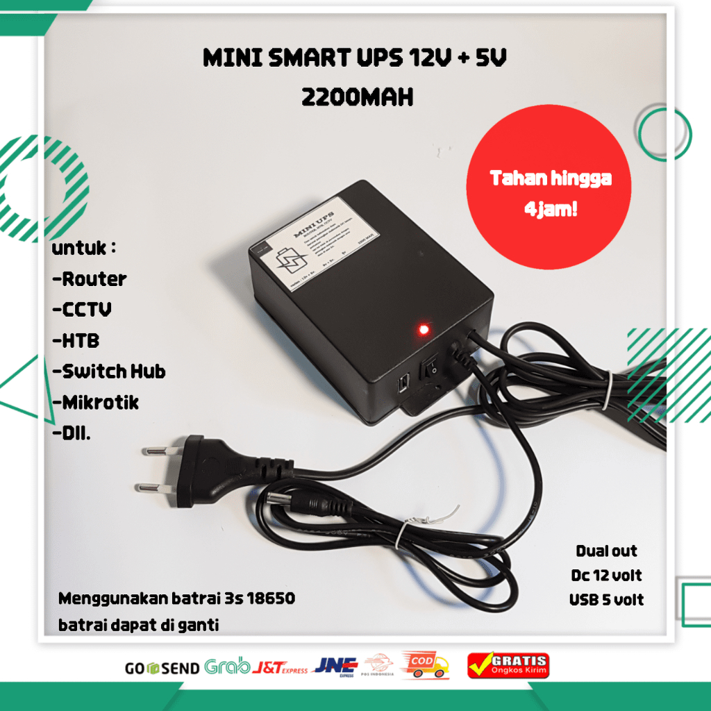 ups mini 12v + 5v 2200mah