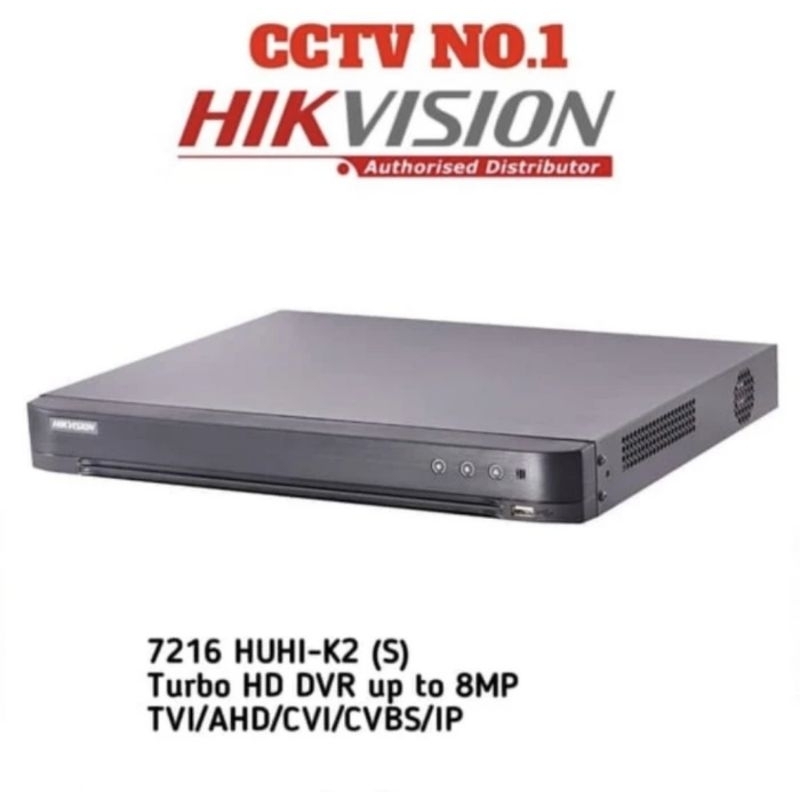 DVR HIKVISION 16 CHANNEL 8MP DS-7216HUHI-K2SSUPPORT SEMUA KAMERA