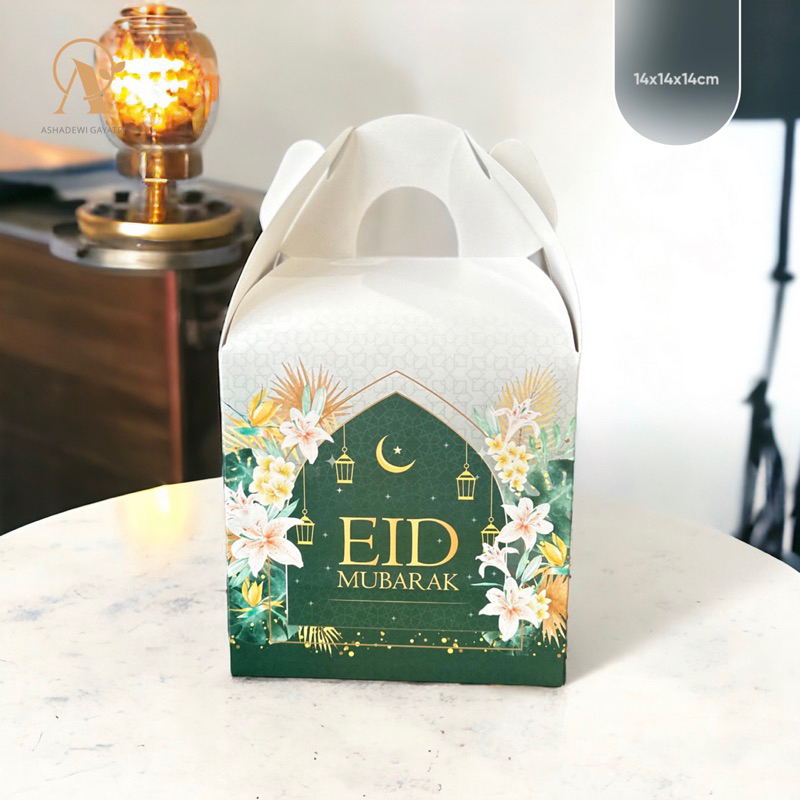 

Ashadewi Gayatri - Gable Box : 14x14x14 cm / EID MUBARAK – Sparkling Green