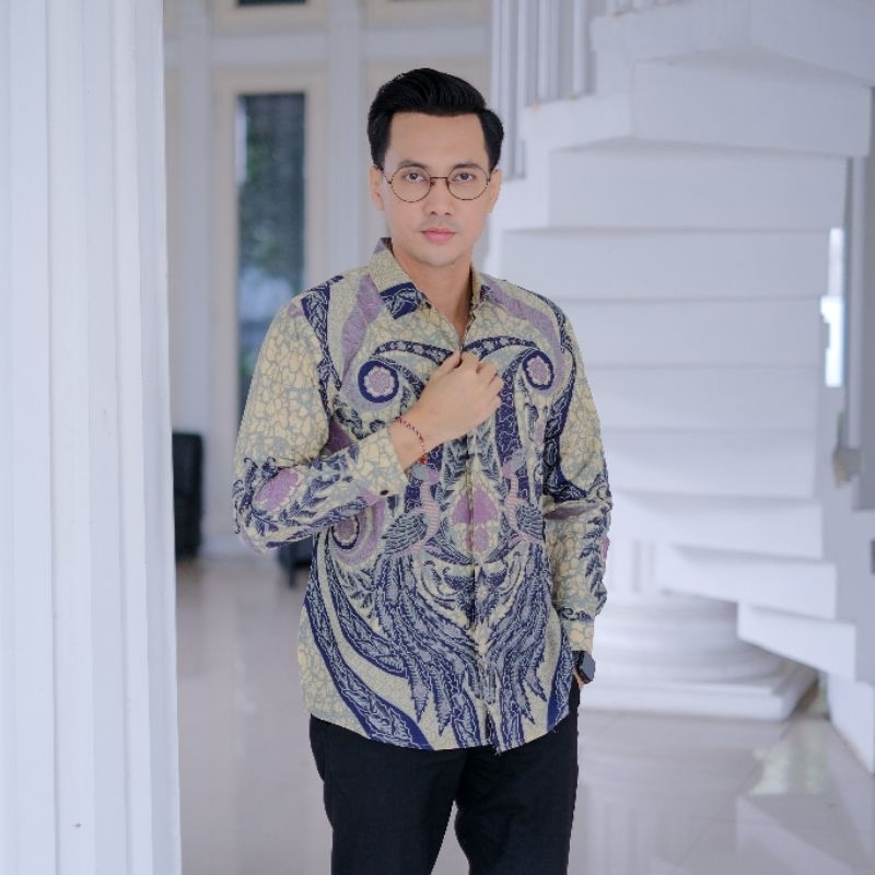 Kemeja Batik Pria Original Slimfit Lapis Furing Motif Mehong Baju Batik Pria Lengan Panjang Hem Bati