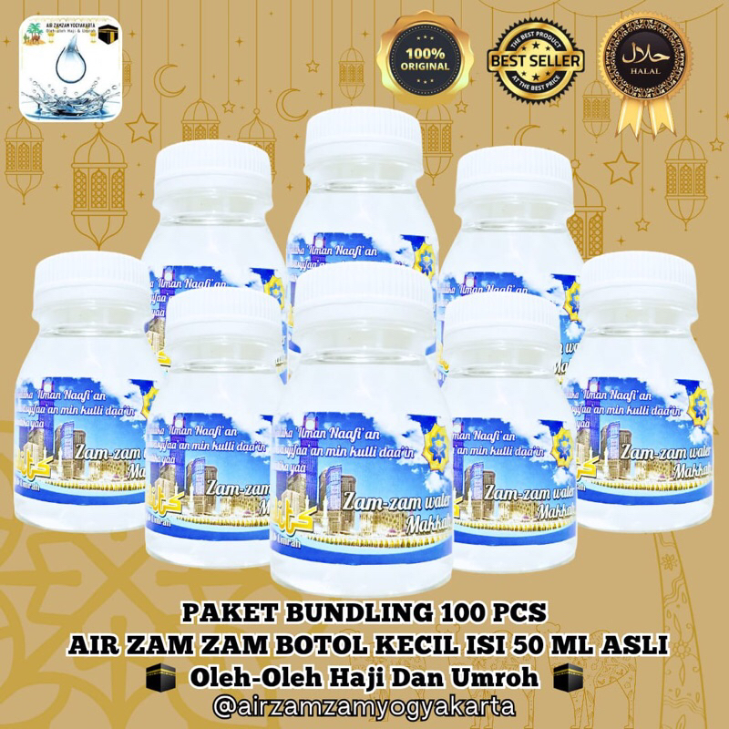 

( Paket Bundling 100pcs ) Air zamzam 50ml | Air zamzam kemasan botol isi 50ml Original