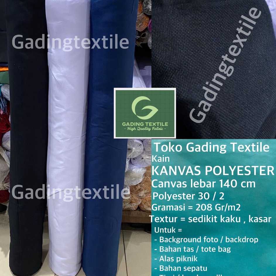 Buruan Beli  per setengah meter  kain KANVAS POLYESTER canvas PE warna hitam biru navy putih lebar 1