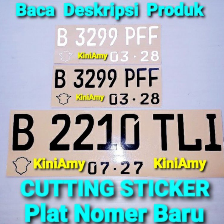 YVi Cutting Sticker Plat Nomer Motor Plat Nomer Mobil Terbaru FONTS BARU Harga Sepasang Depan Belaka