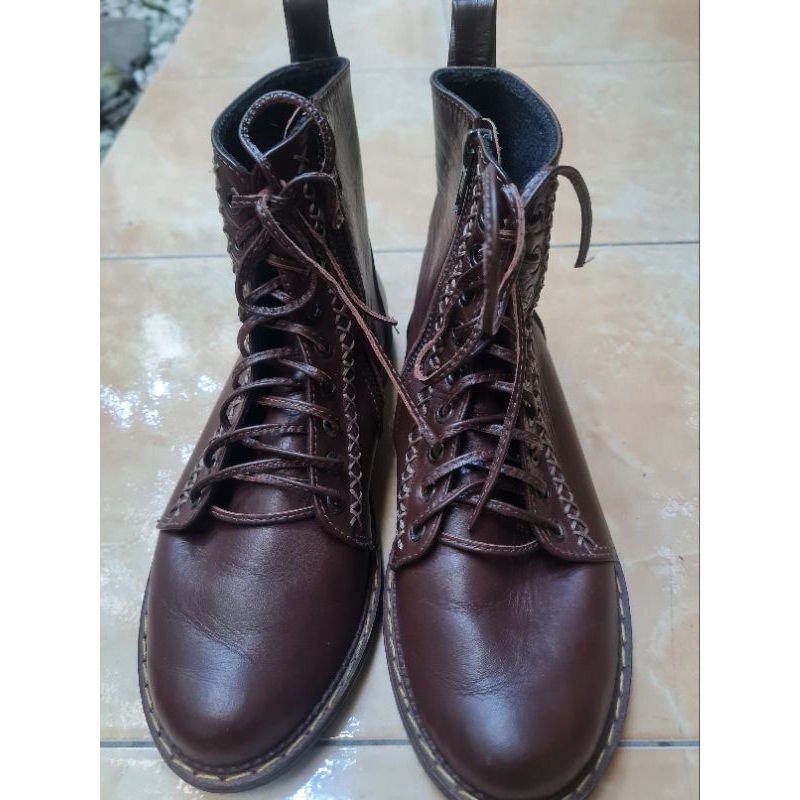 SEPATU KULIT WANITA/SEPATU KULIT SAPI ASLI/SEPATU SERLIUM/ SEAPTU BAGUS/HURI BOOTS