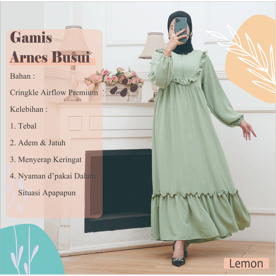 Dress Gamis  Kondangan Baju Muslim Lebaran Kekinian Wanita Remaja Menyusui Busui Terbaru Bawah Rempe
