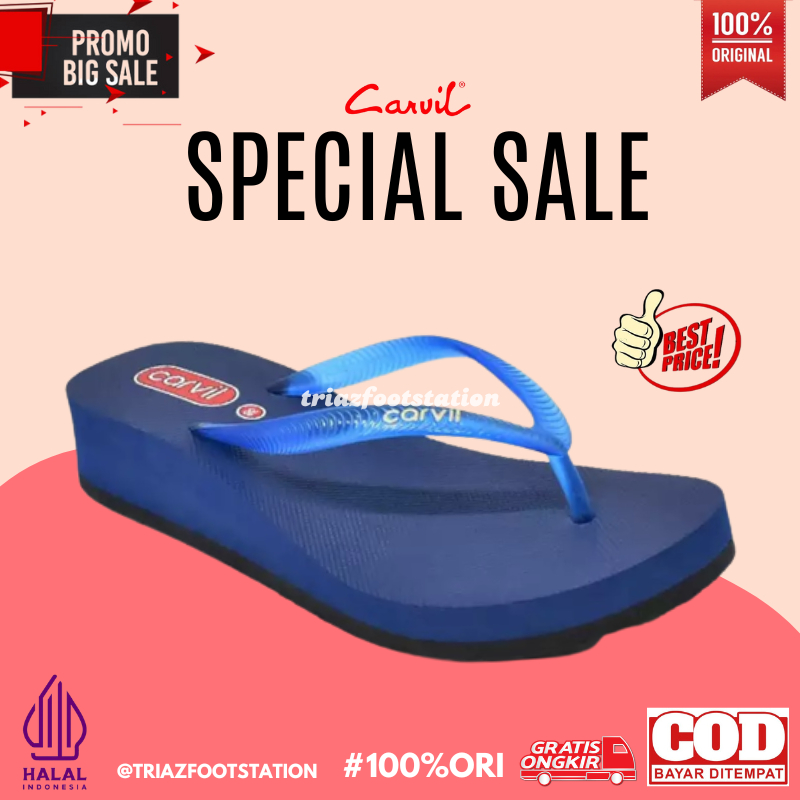 CARVIL Sandal Jepit Wanita Casual Wedges ISABELLA L Sendal Perempuan Dewasa Flip Flop Kasual ORIGINA
