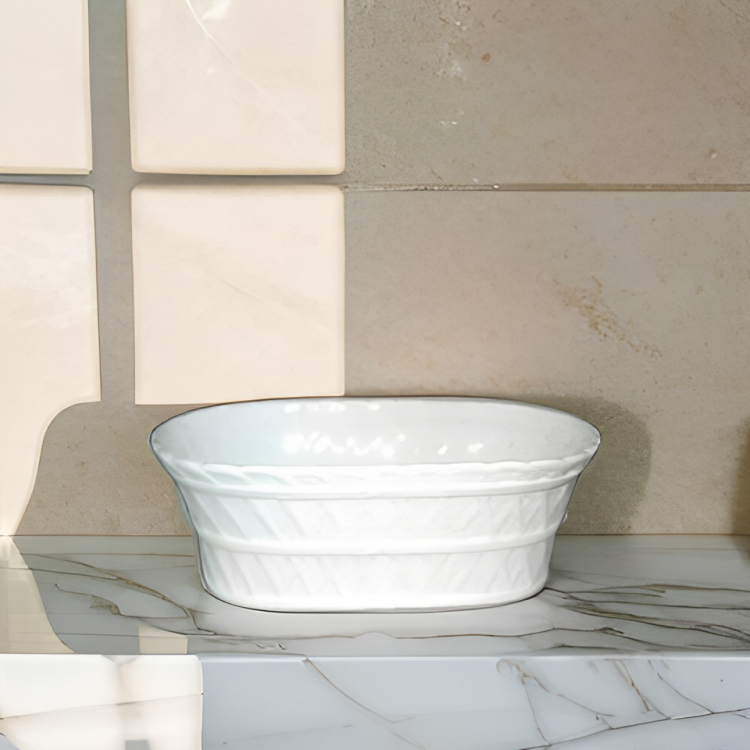 Vas Keramik Penjalin Bunga Rangkai Oval Besar