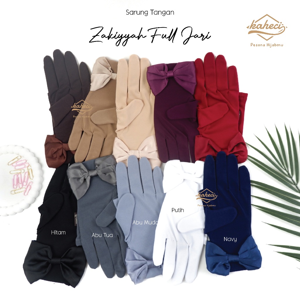 Kaheci Sarung Tangan Zakiyyah Full Jari Touchscreen Muslimaf untuk Haji dan Umroh