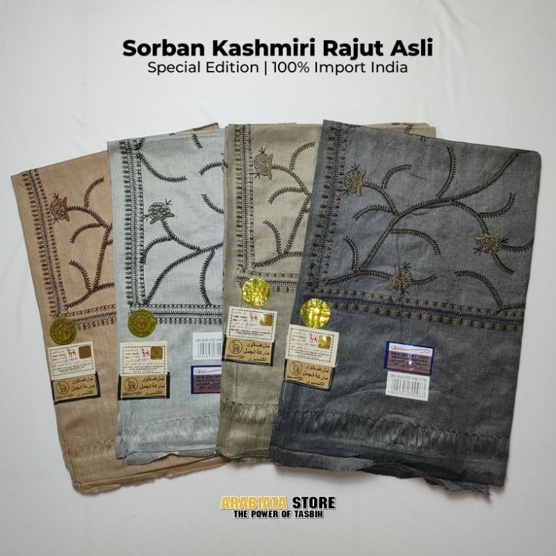 Sorban Kashmiri Rajut Tangan Asli Impor India Rida Kashmiri Asli