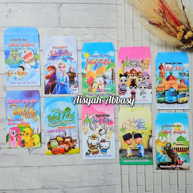 

Amplop ampau lebaran Kartun Anak Seri G (glossy) isi 100 lembar mix 10 gambar
