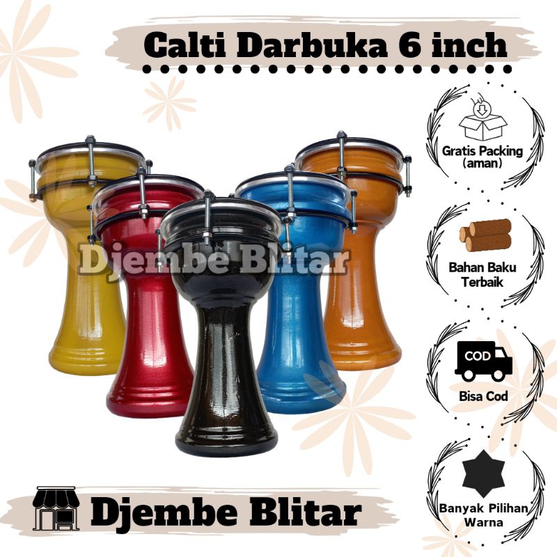 Calti Darbuka Termurah 6 inch Dumbuk Mika Kendang Anak Mainan Anak Kayu Alat Musik Tradisional Jimbe