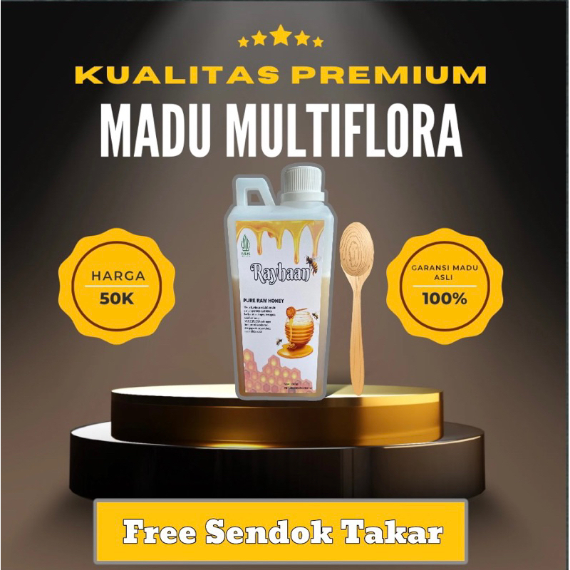 

Madu murni asli original 100 % tanpa campuran nektar bunga Multiflora 1 kg alami Pure Natural Raw Honey by madu rayhaan