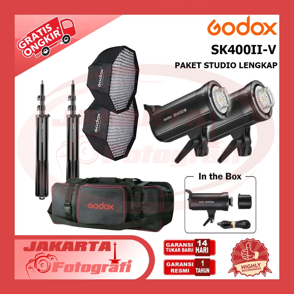 Paket Studio Godox SK400II-V Studio Flash SK400 SK400 II V (2 Light)