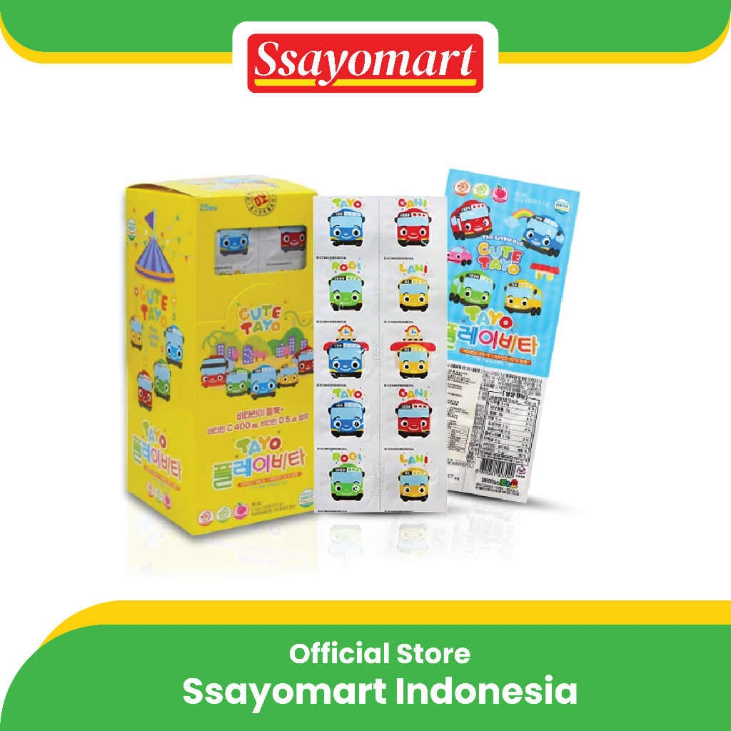 

[1 Box] Tayo Play Vita Candy Peach Flavor Permen Vitamin C Anak