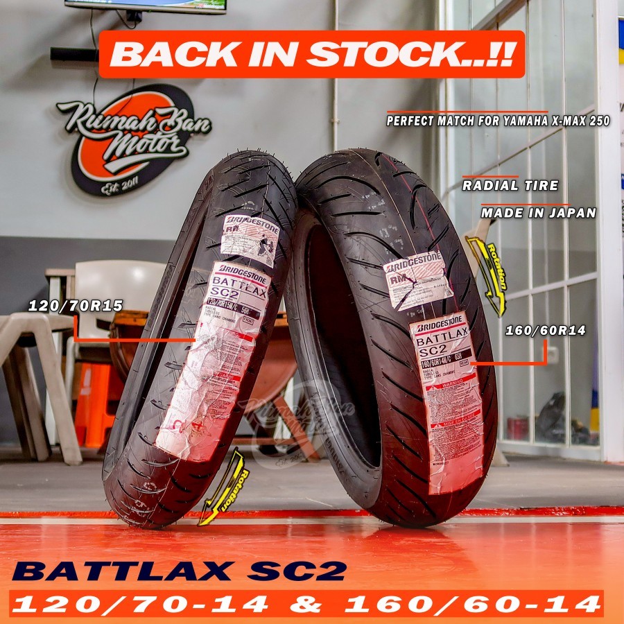 Bridgestone Battlax Sc2 120/70-15 &amp; 160/60-14 Ban Xmax 250