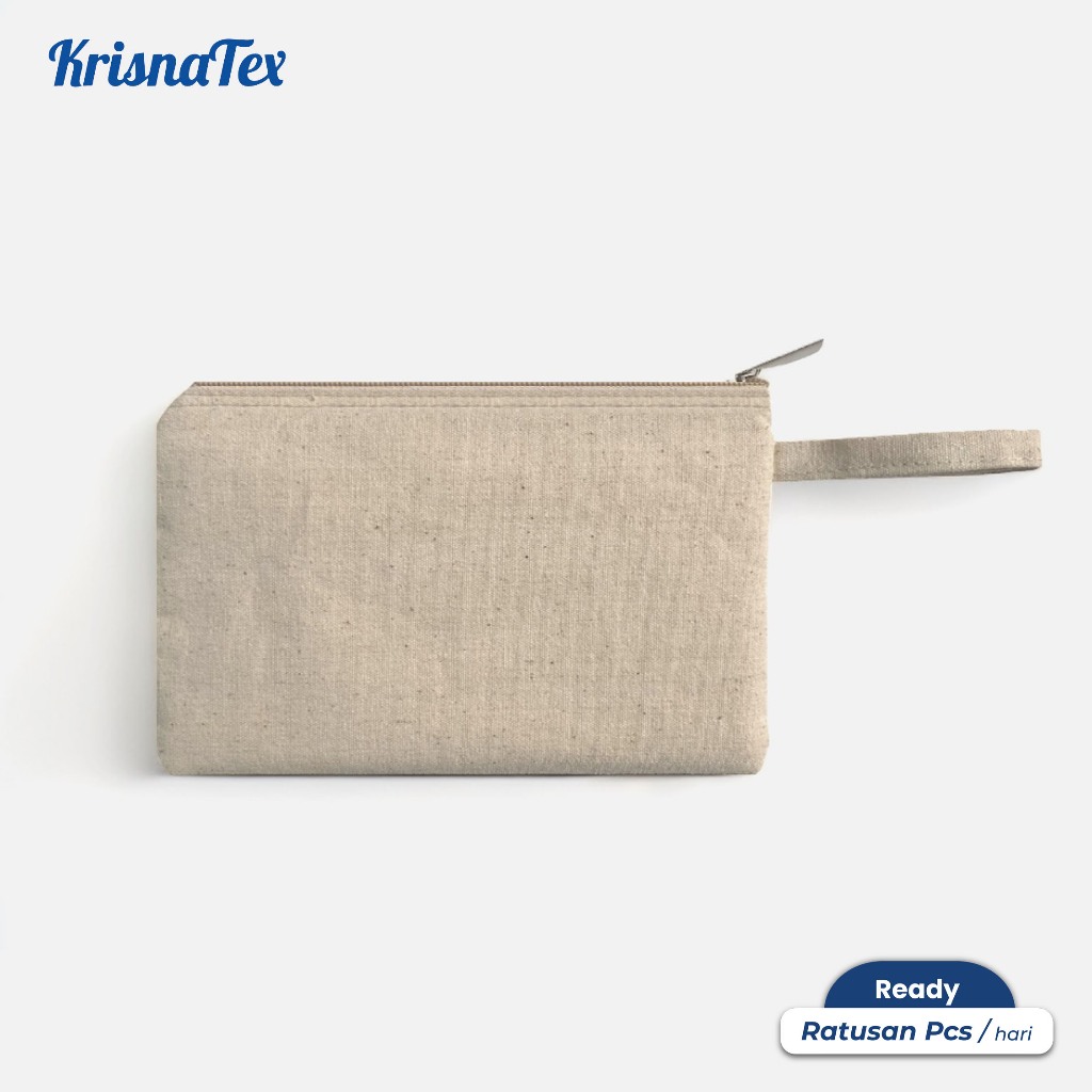 

KRISNATEX Pouch Zipper Tali Kanvas Natural Polos - Kotak Tempat Pensil