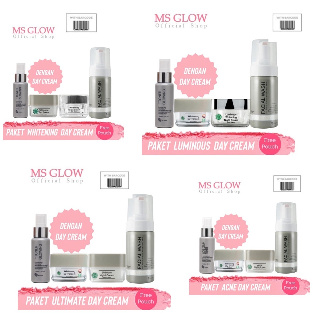 MS glow Paket wajah / MS Glow Paket Luminous /MS glow Paket wajah Ori Paket Series MS GLOW WHITENING