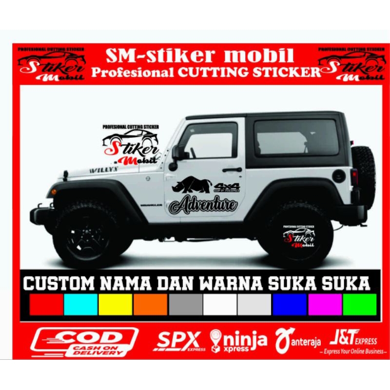 stiker mobil jeep katana jimny dll stiker badak adventure 4x4 sticker car