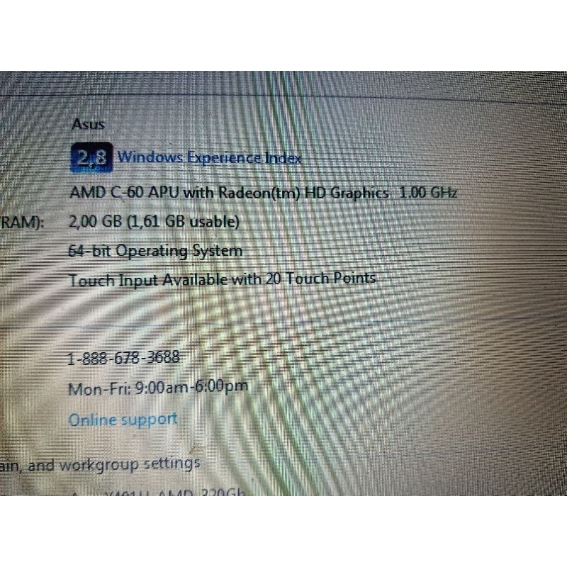 mobo asus x401U amd c-60 kondisi normal tested