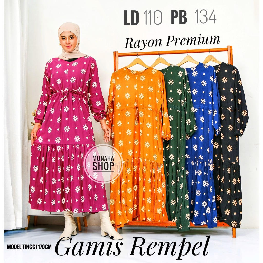 Gamis Rempel Busui Rayon Premium Motif Bunga