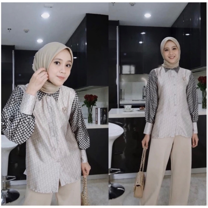 Preloved Monogram Shirt Vanilla Hijab