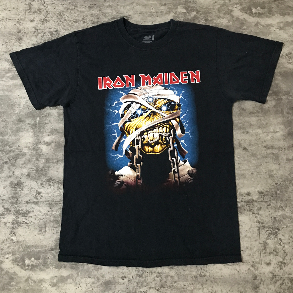 Kaos Metal Band Iron Maiden Mummy Fruit of the Loom Navy Keren Besar