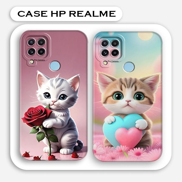 Softcase Hp Realme C15 / C12 / C25 / C25S Motif Kucing Lucu Gemes Kesing Hp Silikon Tpu Prokamera Ke