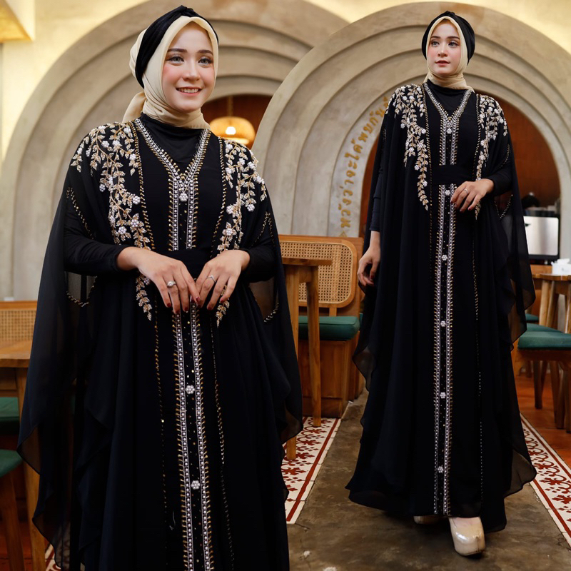 iu8 Ready Stok Kaftan Gamis GHINA (Free Inner Belt & Turban) Kaftan Lebaran Kaftan Kondangan Kaftan