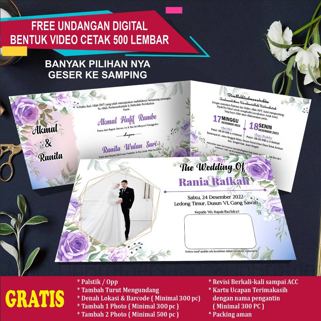 Undangan Pernikahan Estetik Undangan Pernikahan Elegant