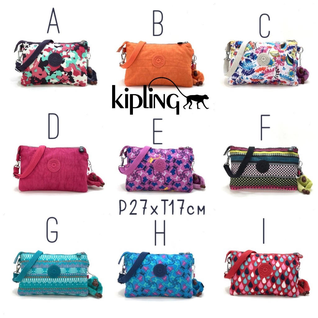 Tas Selempang Wanita Kecil Kipling Original Large Creativity Pouch Biru Monkey Pouch Besar Hp Origin