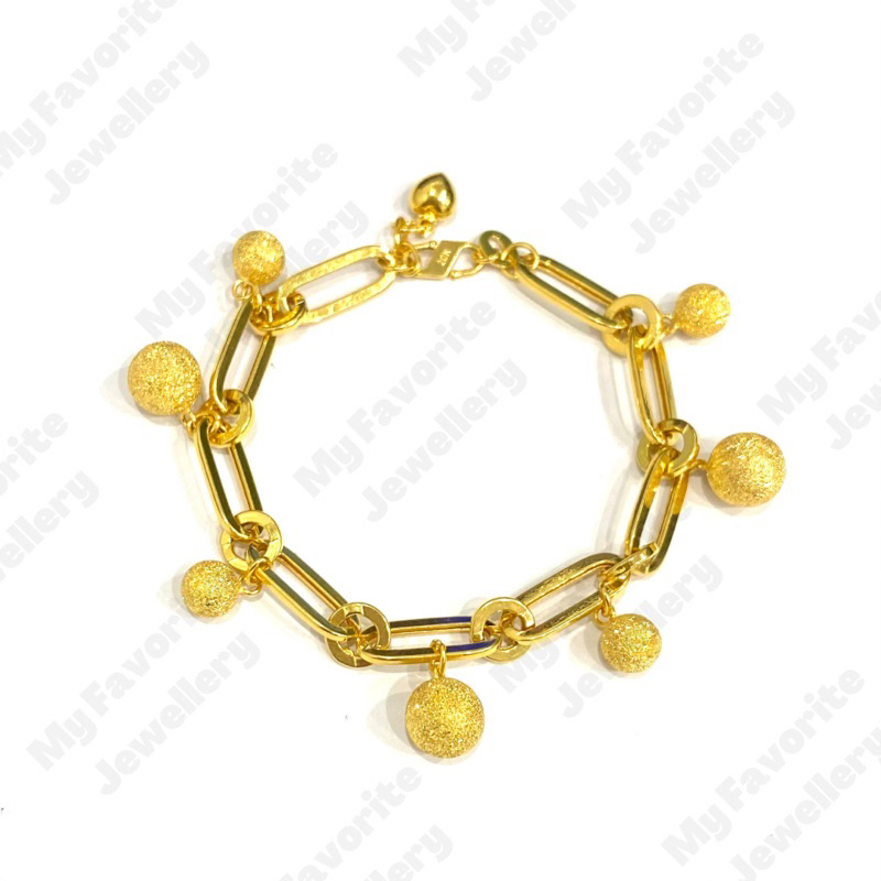 Gelang Paper Clip Bola Pasir Emas Asli Kadar 875