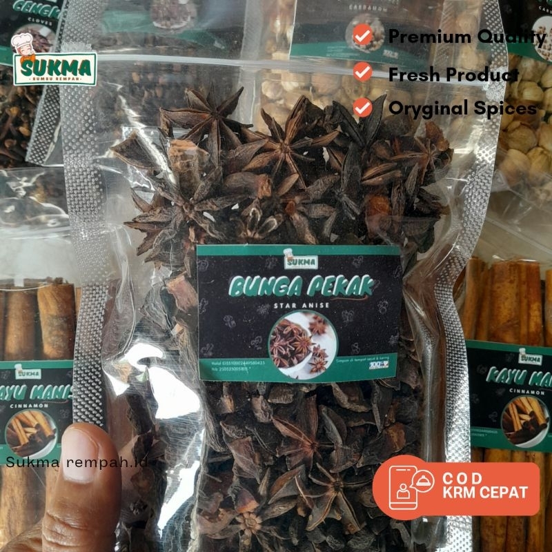 

Star Anise Bunga Lawang Pekak Asli 100gram Premium Quality / JSR Rempah Herbal & Bumbu Dapur Masak