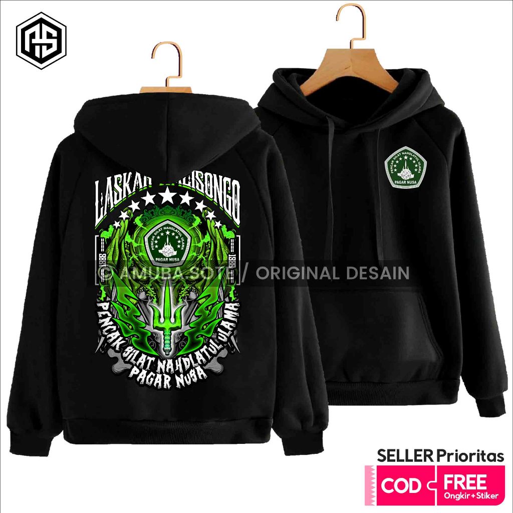 DISTRO HOODIE PAGAR NUSA LASKAR WALISONGO TERBARU / FREE STIKER / Kaos Pagar Nusa Trisula 1986 GASMI