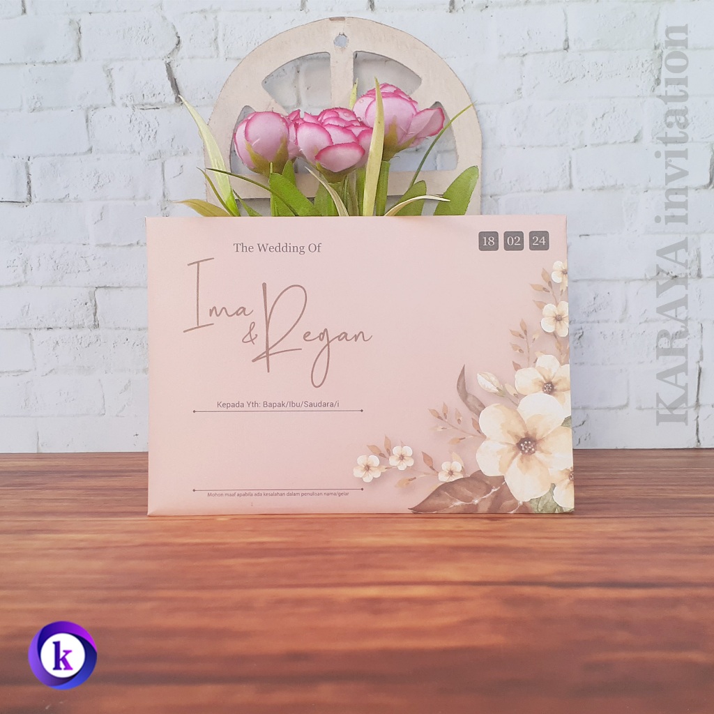 Wedding Invitation Single Hard Cover Nude Color KRY 107