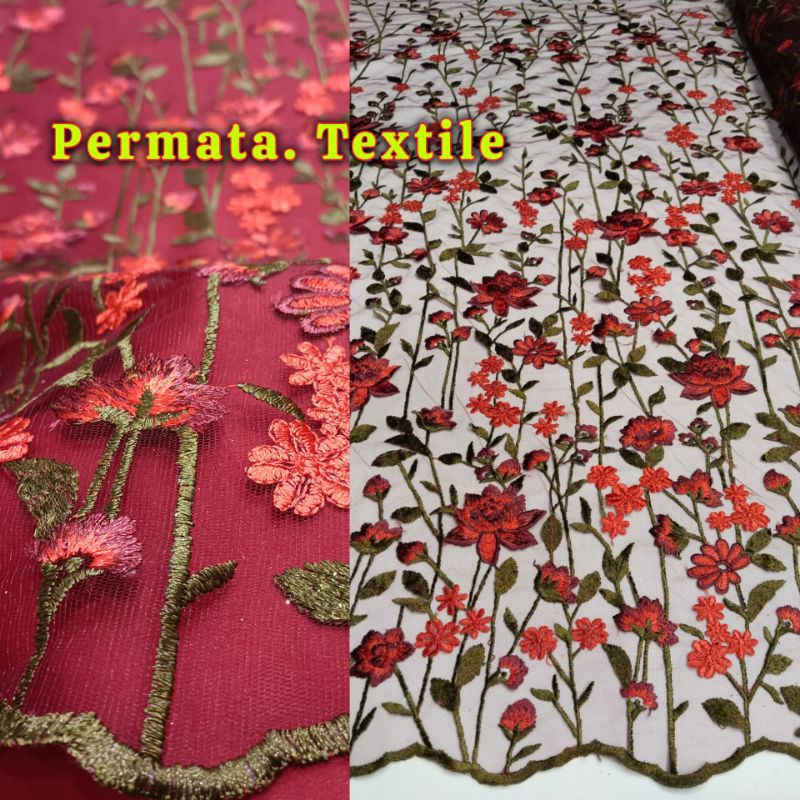 Kain Tile Bordir Mewah Motif Twotone Prancis