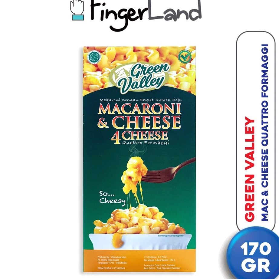 

Free Ongkir GREEN VALLEY Macaroni and Cheese Quattro Formaggi 17 Gr 4 Jenis Keju