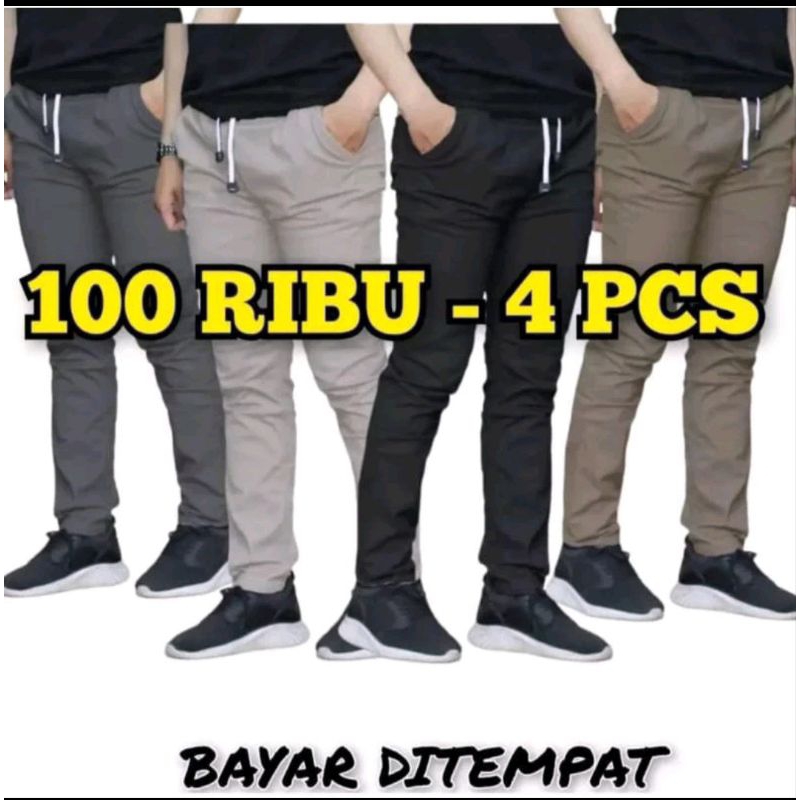 100 RIBU 4 PCS CELANA CHINOS PANJANG PRIA CHINO DEWASA / CHINO RIB PANTS