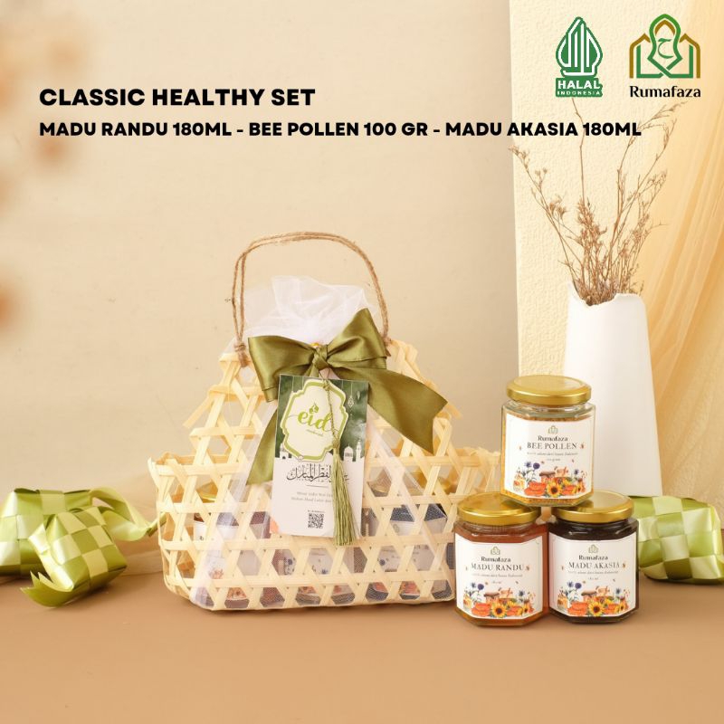 

Clasic Healthy Set Hampers (2 Jar Madu dan 1 Jar Bee Pollen) - Gift Set/Kado Nikah, Hari Besar, Ulang Tahun, Ramadhan, Imlek (CNY), Promil, Lahiran, Hari Raya, Wisuda, Isoman, Natal,