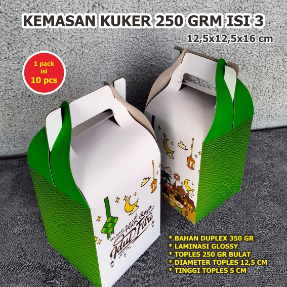BOX TENTENG IDUL FITRI TOPLES 250 GR BULAT ISI 3