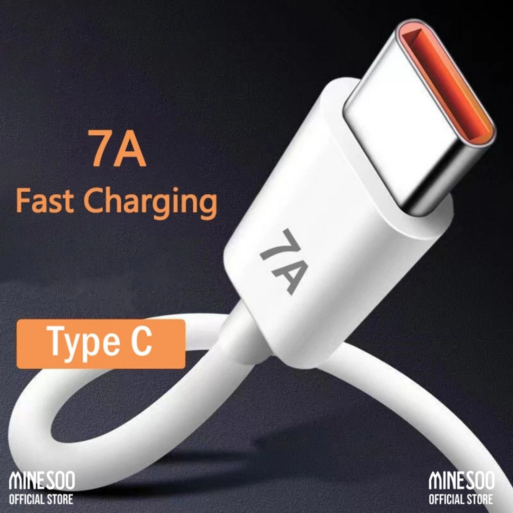 Minesoo Kabel Charger Fast Charging 7A 100W USB Tipe C Fast Charging Untuk Semua Jenis Handphone kompatibel for Samsung Infinix Vivo Redmi
