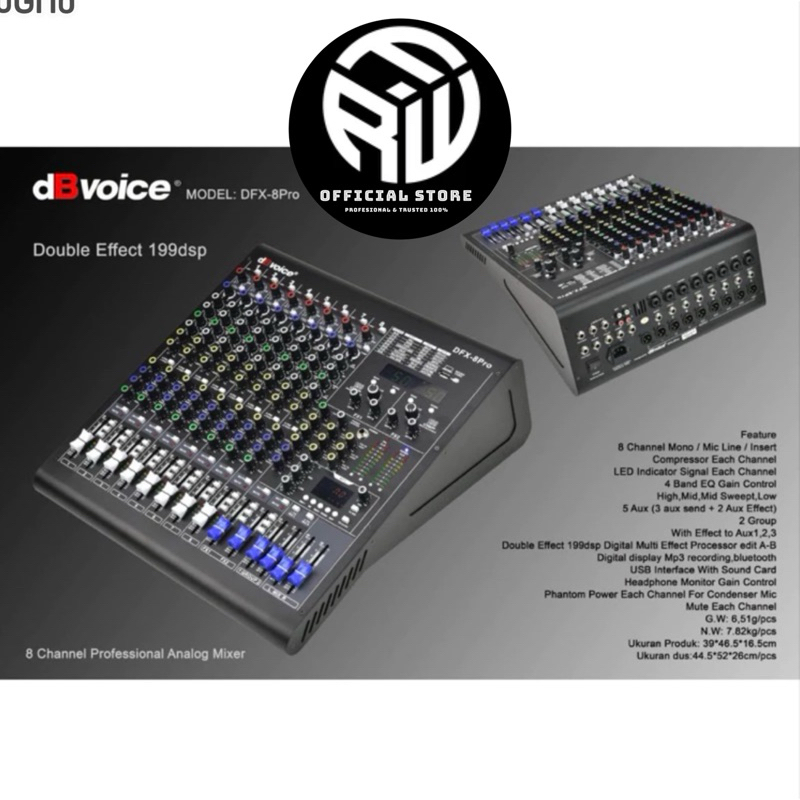 MIXER AUDIO DBVOICE DFX 8 PRO / DFX8PRO / DFX-8PRO (ORIGINAL) 8 channel