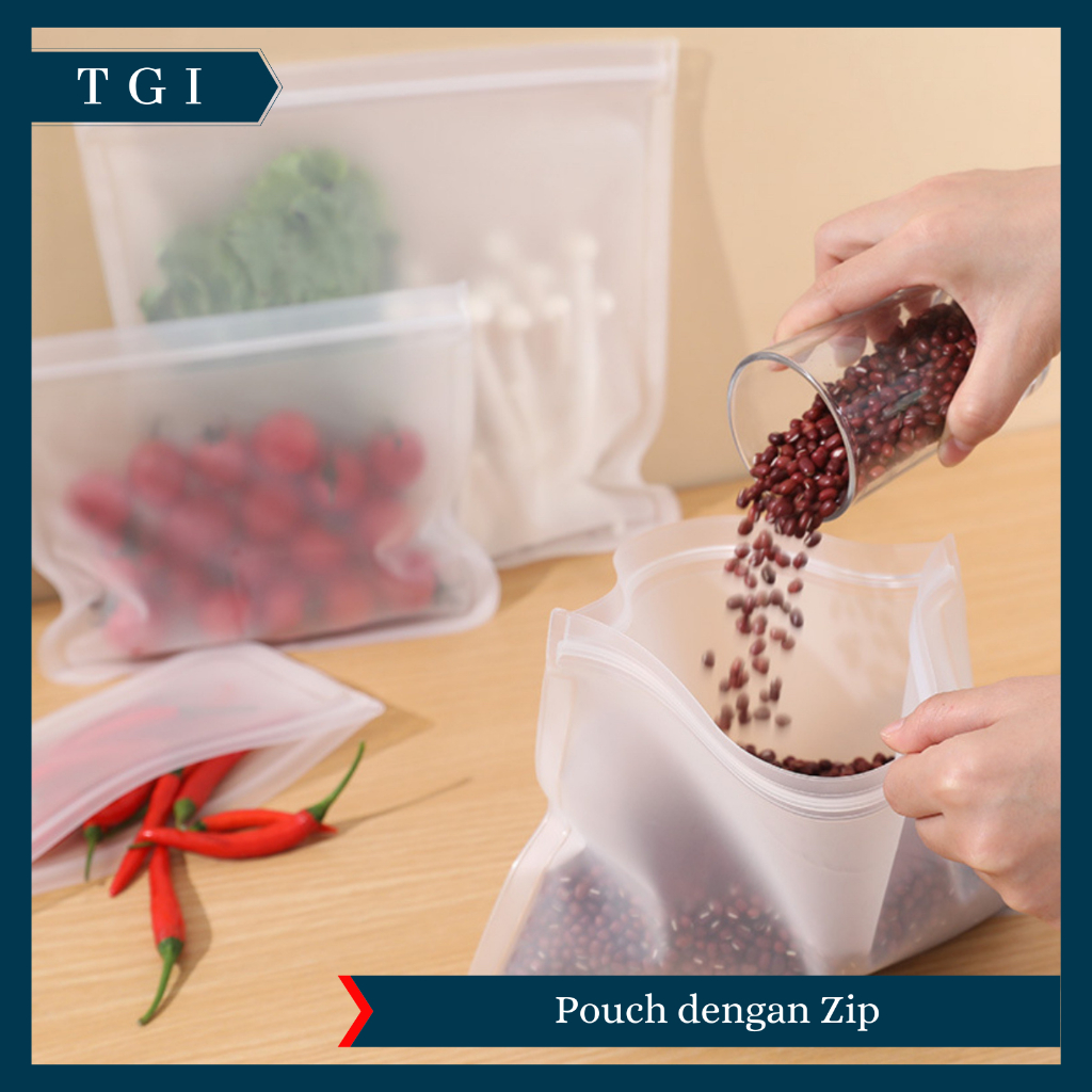 TGI - FOOD STORAGE BAG TRANSPARANT REUSABLE POUCH ZIPLOCK DOFF KANTONG PLASTIK PENYIMPAN MAKANAN ZIP