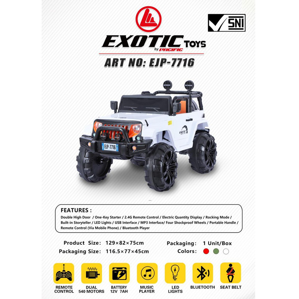 MAINAN ANAK MURAH EXOTIC MOBIL AKI ANAK JEEP RUBICON EJP 7716