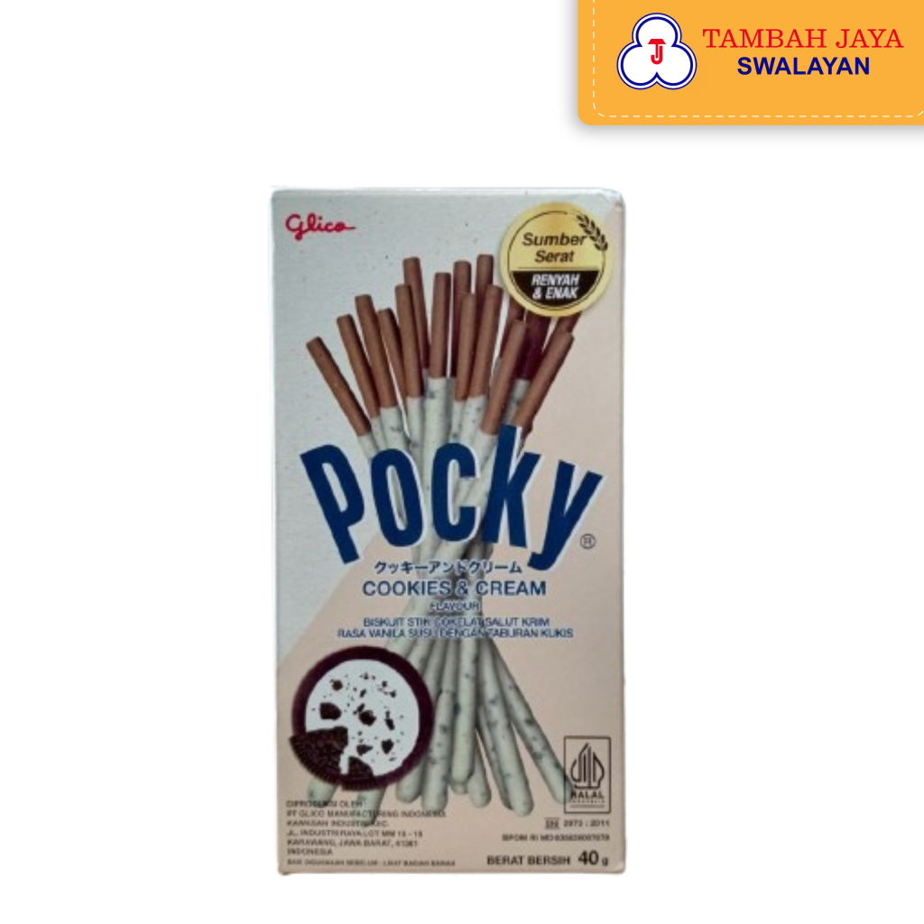 

Pocky Cookies & Cream 40gr (biskuit stik rasa vanila susu dengan taburan cookis)