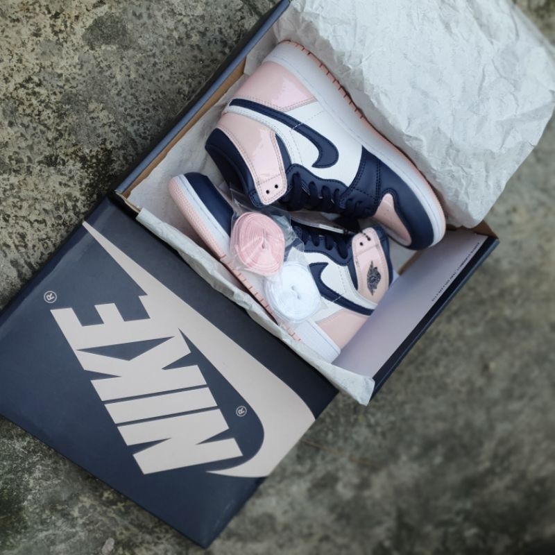 SEPATU WANITA AIR JORDAN 1 HIGH WHITE LASER PINK OBSIDIAN MATERIAL GUARANTEE BNIB