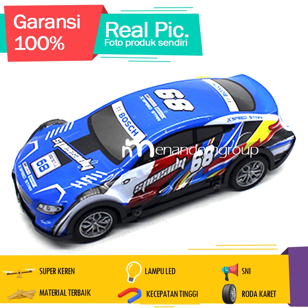 Mainan Mobil Remot Kontrol RC Sedan Balap Batre Cas LED