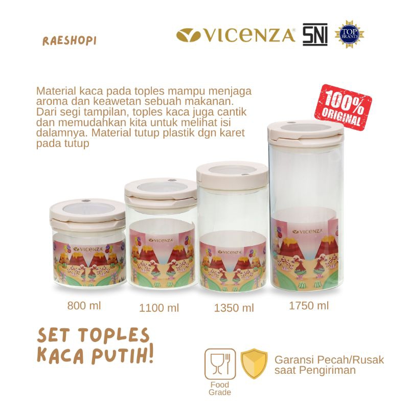 Vicenza Set Toples Permen Kaca warna Putih 4 pcs GB431-34