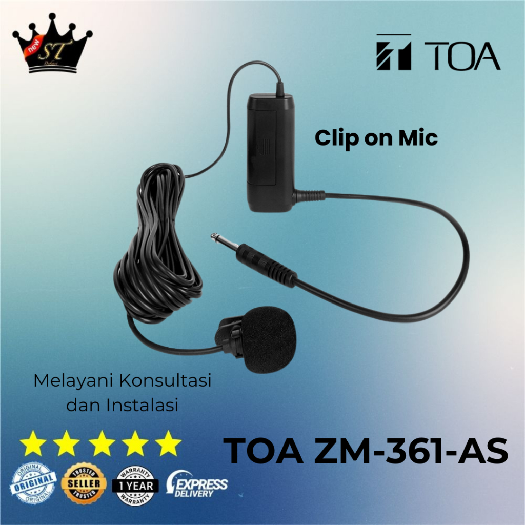 TOA ZM-361-AS ZM361AS ZM361 Mic Clip On Jepit Kancing Imam Lavalier