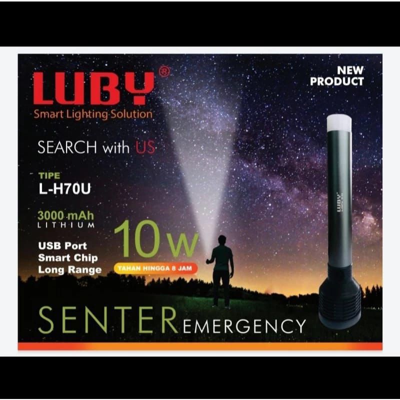 SENTER LED RECHARGERABLE 10W+3W COB - LUBY L-H07U