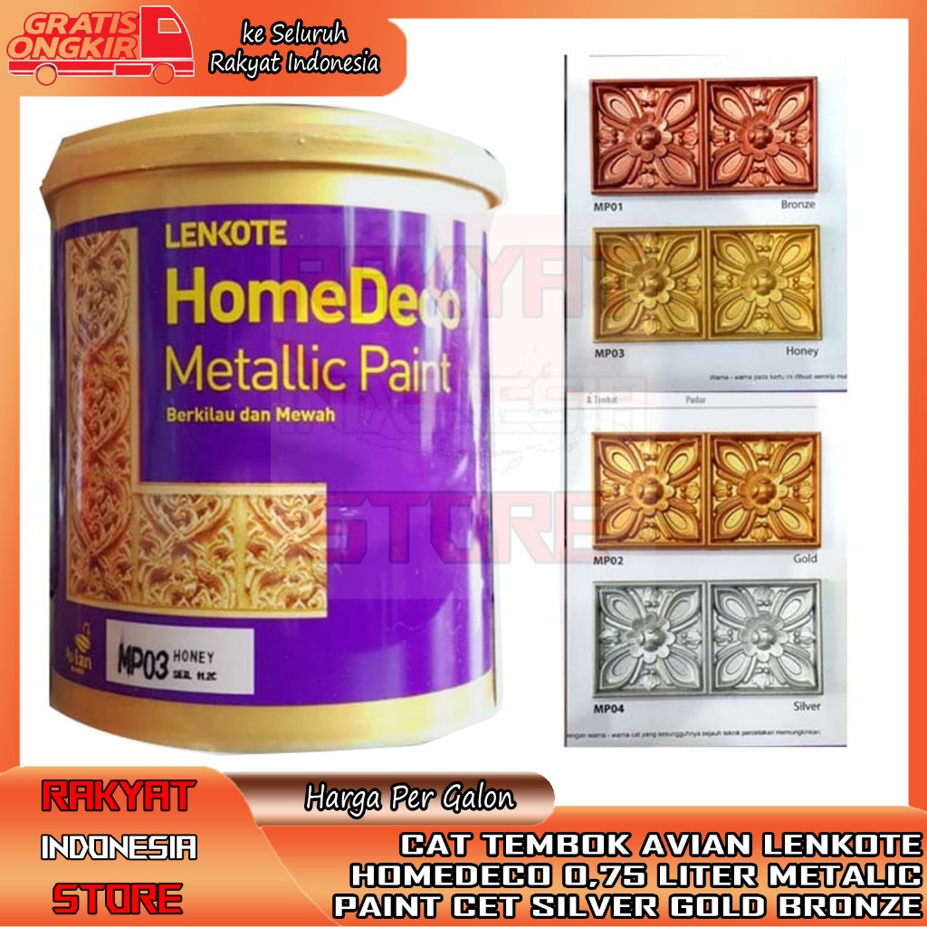 LENKONTE HOMEDECO 0,75 LITER CAT TEMBOK DEKORASI METALIK L LT LTER LTR AVIAN BRANDS WATER BASED META